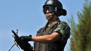 Mexican soldier on patrol in Morelos - file