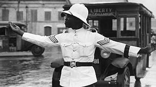 Barbados policeman directs traffic in 1934