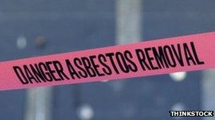 Asbestos removal sign
