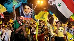 Hezbollah rally in the southern suburbs of the Lebanese capital Beirut on 17 August 2012