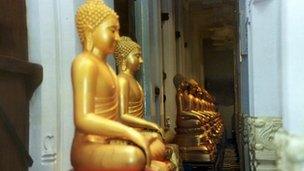 Buddhist statues in Kandy temple