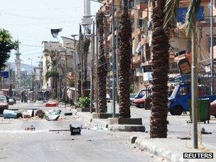 Empty street in Tripoli, Lebanon (22 August 2012)