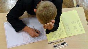 A pupil sitting a GCSE exam