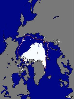 NSIDC sea ice extent map
