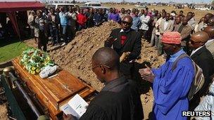 Funeral of Andries Motlapula Ntsenyeho, one of 34 miners shot dead by police at the Marikana platinum mine, being held in Sasolburg on 1 August 2012