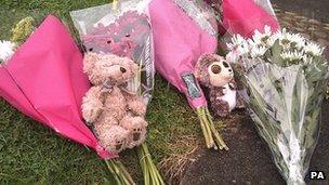 Flowers left at the scene in Tidworth
