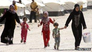 Syrians at the Za'atri refugee camp in Jordan on 30 August 2012