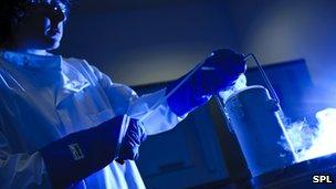 Man handling frozen cells