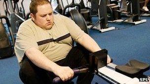 Obese man at the gym