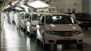 Assembly line at Honda factory