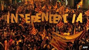 Catalan independence rally in Barcelona 11 September 2012