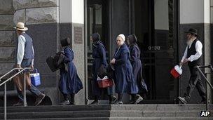 A group of Amish leave the US courthouse in Cleveland 5 September 2012