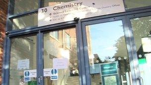 Closed doors of University of Southampton chemistry labs