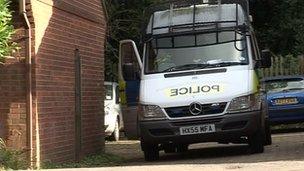 Police van at Burgess Road property