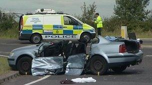 Car involved in crash on A46