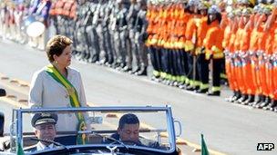 Dilma Rousseff at Independence Day Parade in Brasilia in 2012