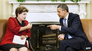 Dilma Rousseff with President Barack Obama