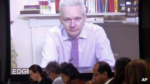 Julian Assange on videolink to the UN