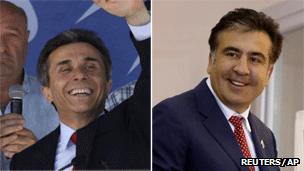 Mr Ivanishvili (L) and Mr Saakashvili (R)
