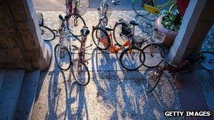 Archive photo of bicycles in Venice