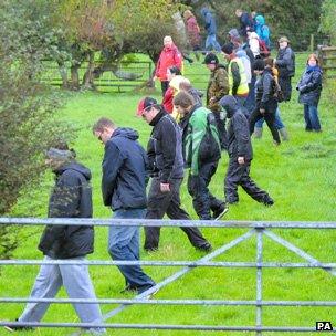 Volunteers joining police in the search in fields