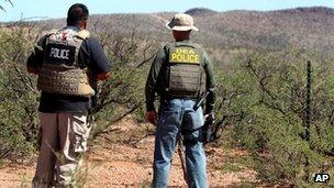 US agents at the scene of the shooting near Naco, Arizona 2 October 2012
