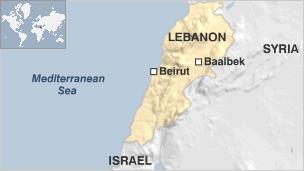 Map showing Lebanon