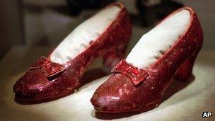 Ruby slippers worn by Judy Garland in The Wizard of Oz