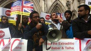 Anti-extradition protesters outside the court