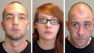 Ricky Roys, 20, Helen Cooke, 19 and Andrew Brown, 42