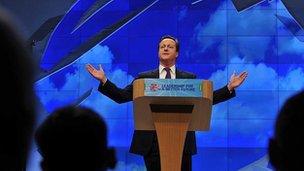 David Cameron speaking at 2011 Conservative conference