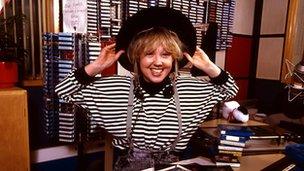 Liz Kershaw at Radio 1 in 1988