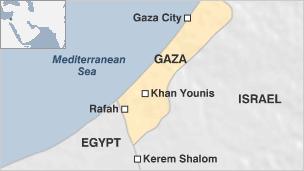 Map showing the Gaza Strip