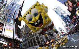 SpongeBob SquarePants balloon in a parade