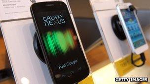 Samsung Galaxy Nexus phone on display