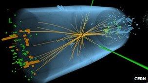 An image of data recorded at Cern during experiments is search of the Higgs boson (c) Cern