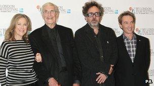 Catherine O'Hara, Martin Landau, Tim Burton and Martin Short,