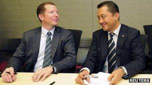 Bumi's Nathaniel Rothschild and Bakrie Brothers Chief Executive Officer Bobby Gafur Umar