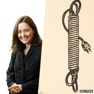 Barbara Castelli with Lichtenstein's "Electric Cord". 16 Oct 2012