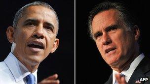 Barack Obama and Mitt Romney combination picture