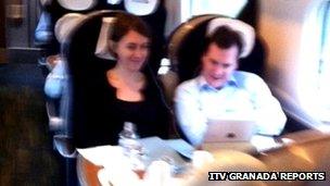 George Osborne and aide on train