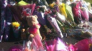Flowers left near Ely fire station on Sunday
