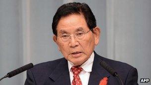File picture, taken on 1 October, 2012 of Japanese Justice Minister Keishu Tanaka who stepped down 23 October