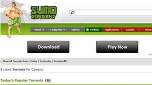 The SumoTorrent website screengrab
