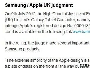 Screen grab of Apple statement
