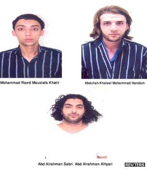 Police composite photograph of suspects detained in connection with alleged al-Qaeda-linked plot in Jordan (21 October 2012)
