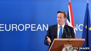 David Cameron speaking after EU summit on 19 October 2012