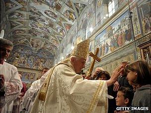 Pope Benedict celebrates baptisms in the Sistine Chapel (January 2012)
