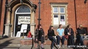 Protesters outside Kensal Rise library in 2011