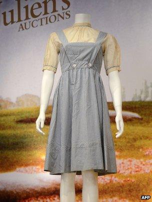 Judy Garland's dress in the Wizard of Oz at Julien's Auctions in Beverly Hills on 7/11/12